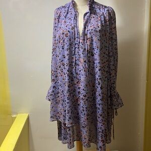 & OTHER STORIES WOMEN BOHO ANIMAL PRINT,LILAC 3 LAYERED MINI FLARE DRESS…